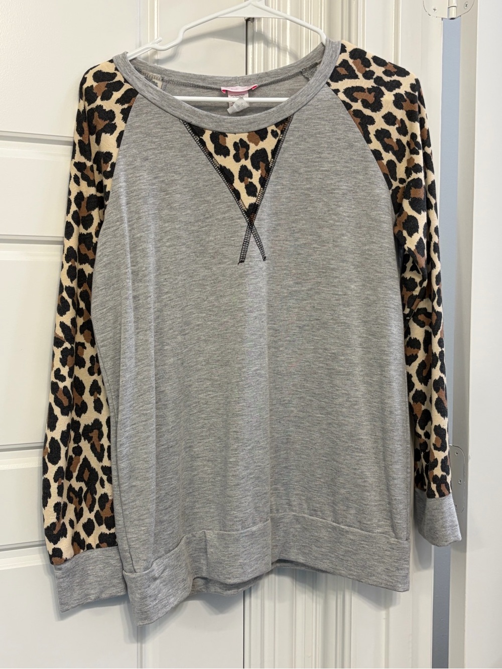 Leopard and gray pullover